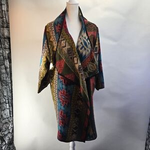 Fashion Fuse Multicolor Patterned Sweater Poncho Size M/L